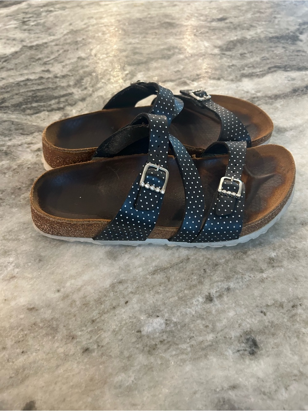 Birkenstock Black Polka Dot Adjustable Buckle Sandals sizd 6